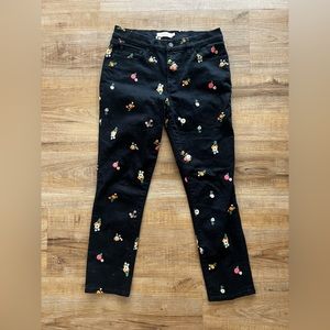 Tory Burch size 27 brindle black floral embroidered jeans